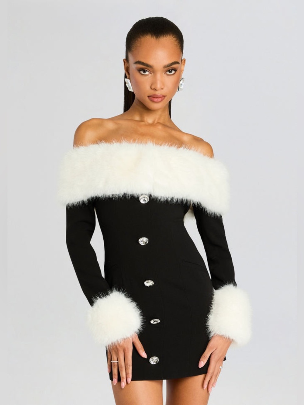 Retrofete Elspeth Faux Fur Dress Size Extra Small XS
